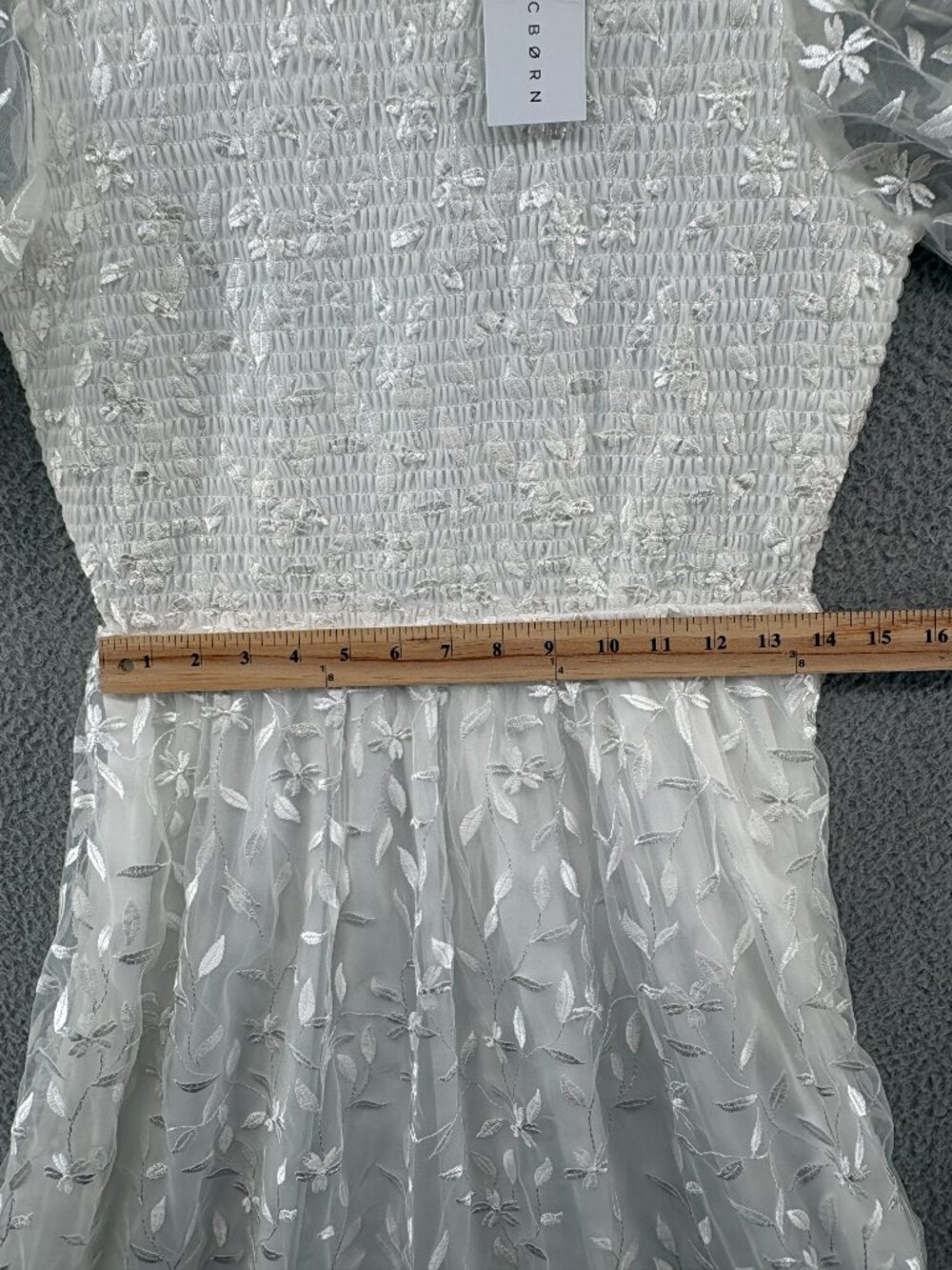 Baltic Born Kendra White Embroidered Smocked Midi Dress L NWT - Picture 9 of 15